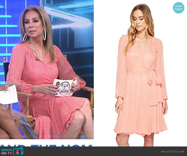 Tahari ASL Split-Sleeve Wrap Swiss Dot Dress worn by Kathie Lee Gifford on Today