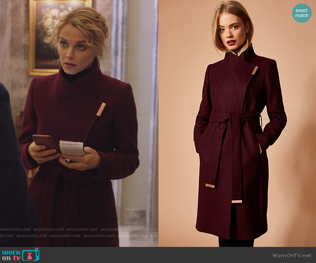 Ted Baker Kikiie Cashmere-blend Wrap Front Coat worn by Lizzie Needham (Bojana Novakovic) on Instinct