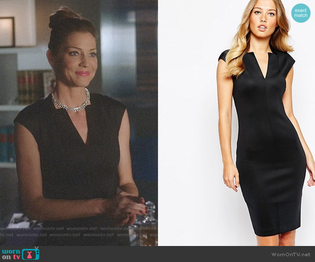 Ted Baker Chayad Neoprene Suit Dress worn by Charlotte Richards (Tricia Helfer) on Lucifer