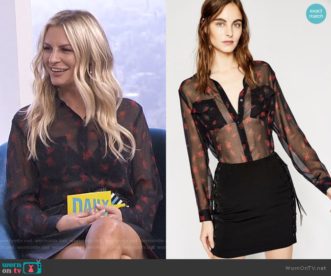 The Kooples Dark Romance Shirt worn by Morgan Stewart on E! News