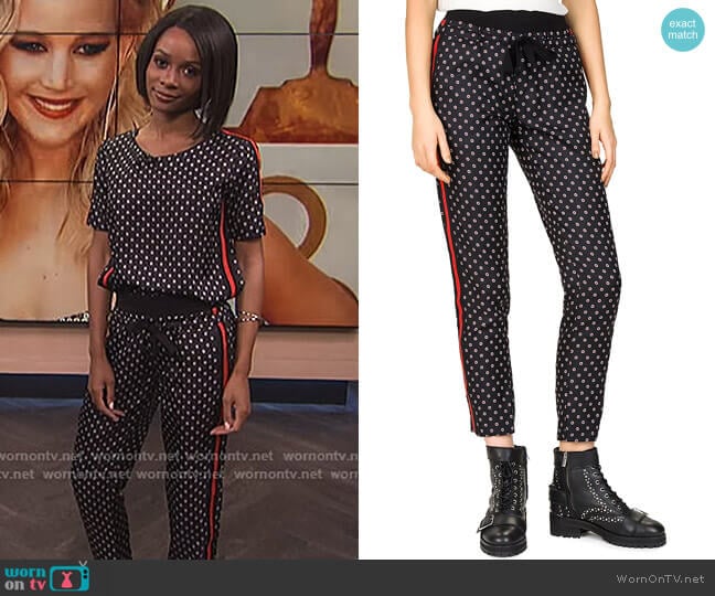 The Kooples Ruby Flowers Floral-Print Jogger Pants worn by Zuri Hall on E! News
