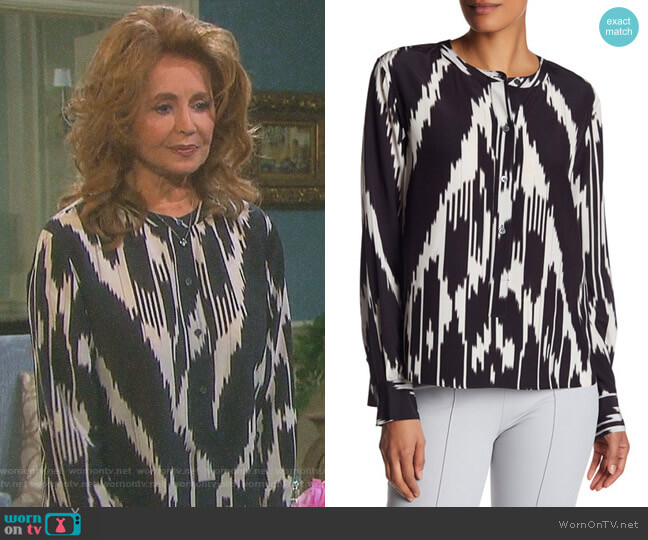 Theory Isalva Silk Interlace Top worn by Maggie Horton (Suzanne Rogers) on Days of our Lives