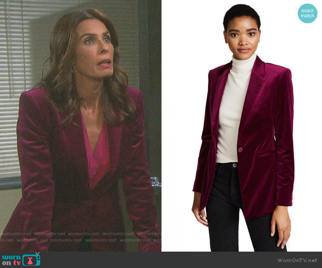Theory Velvet Power Jacket II worn by Hope Williams (Kristian Alfonso) on Days of our Lives
