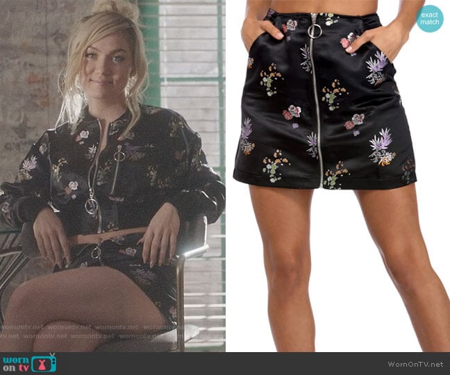 Tobi Floral Embroidered Satin Mini Skirt worn by Star Davis (Jude Demorest) on Star
