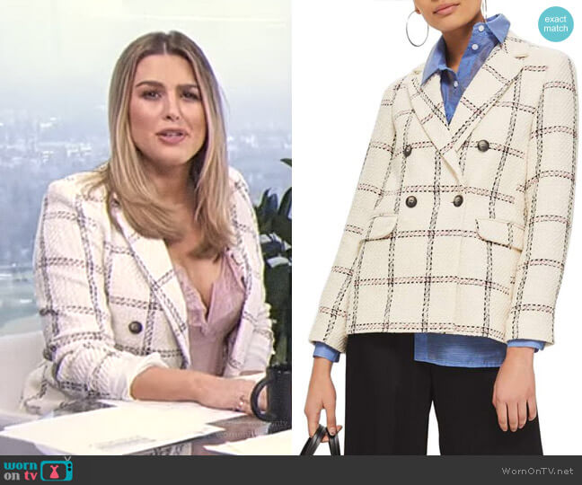 Topshop Check Double Breasted Blazer worn by Carissa Loethen Culiner on E! News