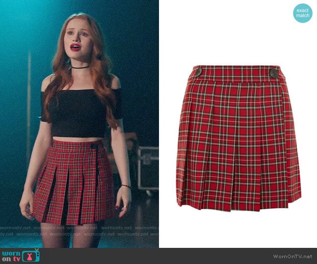 Topshop College Checked Kilt worn by Cheryl Blossom (Madelaine Petsch) on Riverdale
