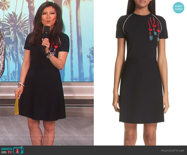 Valentino Lipstick Embellished A-Line Dress worn by Julie Chen on The Talk