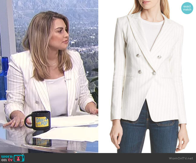 Veronica Beard Apollo Pinstripe Jacket worn by Carissa Loethen Culiner on E! News