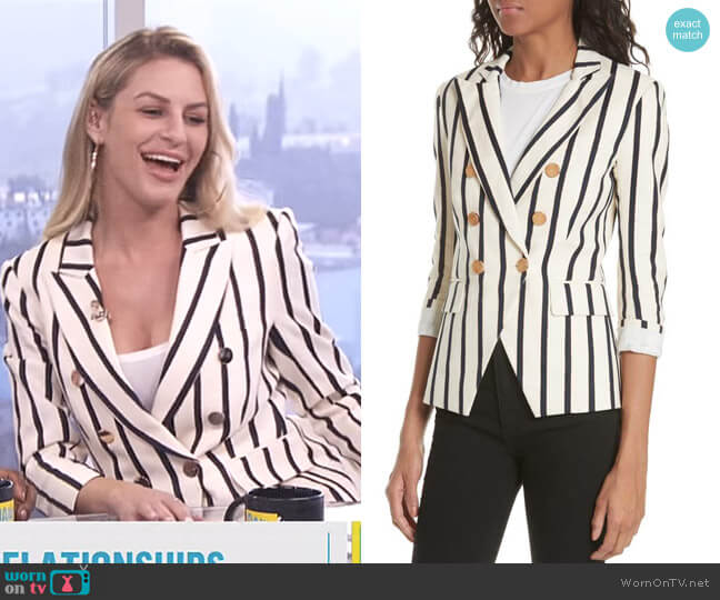 Veronica Beard Empire Stripe Dickey Jacket worn by Morgan Stewart on E! News