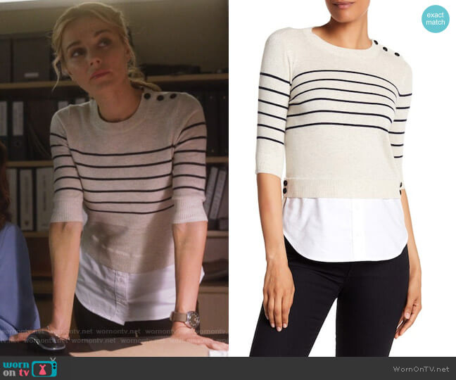 Veronica Beard Knot Mariner Combo Silk & Cashmere Sweater worn by Lizzie Needham (Bojana Novakovic) on Instinct