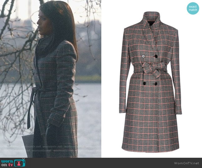 Victoria Beckham Checked Wool Coat worn by Olivia Pope (Kerry Washington) on Scandal