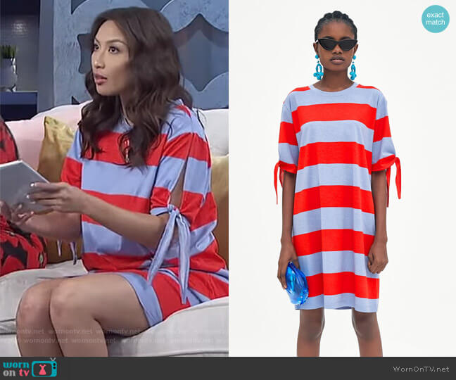 Zara Striped Dress with Knots worn by Jeannie Mai on The Real