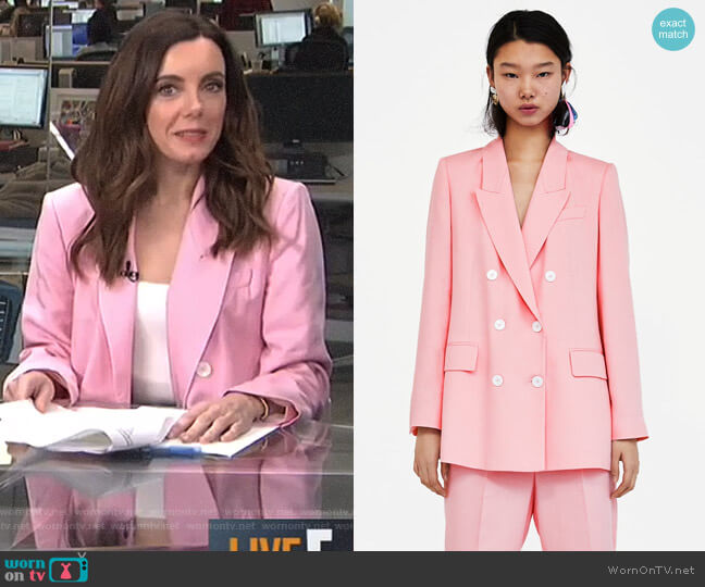 Zara Double-Breasted Blazer worn by Melanie Bromley on E! News