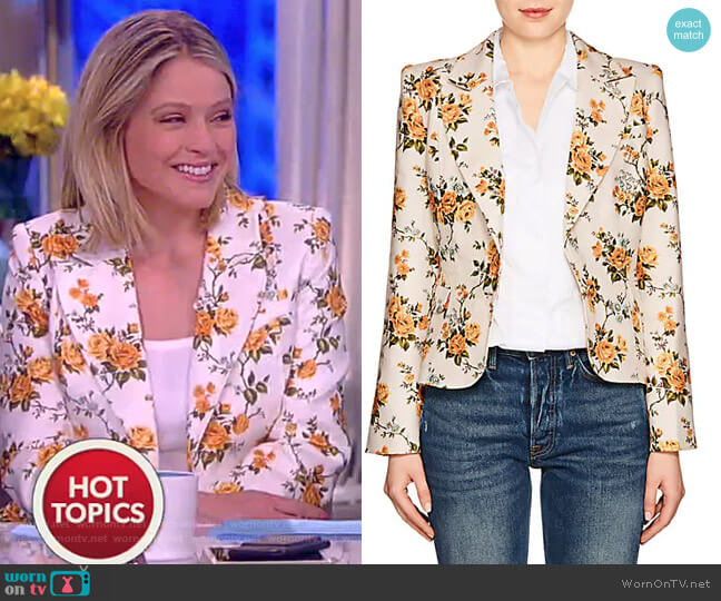 Zimmermann Floral Linen Canvas Single-Button Blazer worn by Sara Haines on The View