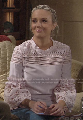 Abby’s pink eyelet top on The Young and the Restless