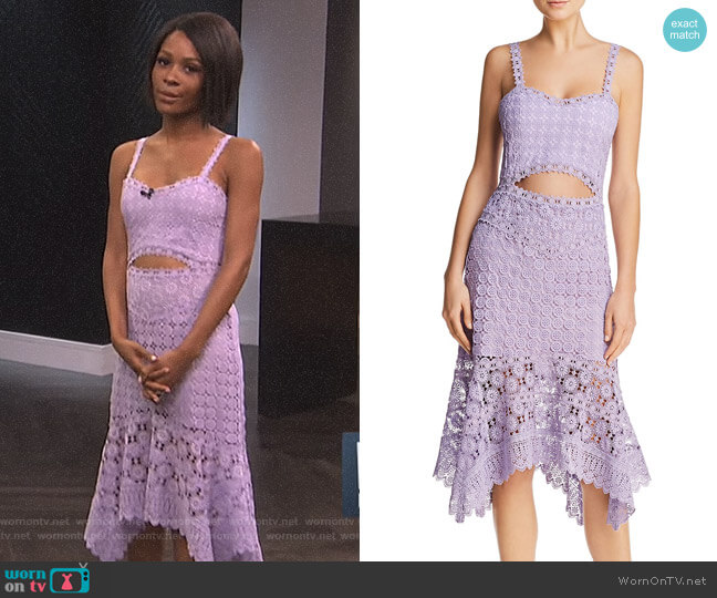 Alice + Olivia Tamika Cutout Lace Midi Dress worn by Zuri Hall on E! News