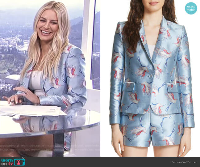 Alice + Olivia Macey Bird Print Jacket worn by Morgan Stewart on E! News