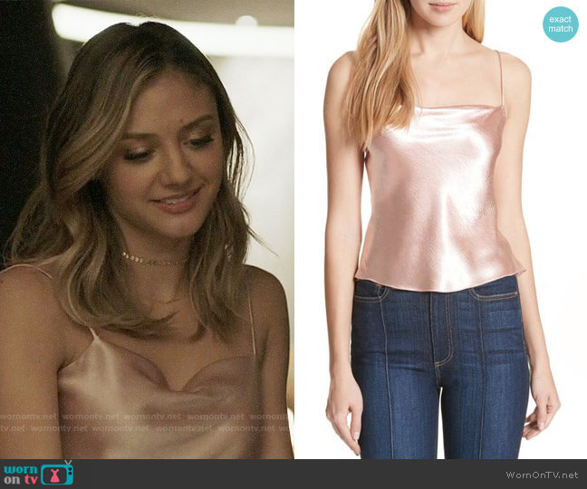 Alice + Olivia Harmon Satin Camisole worn by Megan Morrison (Christine Evangelista) on The Arrangement