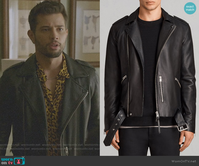 All Saints Kaho Leather Biker Jacket worn by Sam Flores (Rafael de la Fuente) on Dynasty