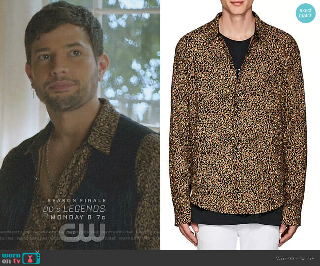 Amiri Leopard-Print Cotton-Cashmere Shirt worn by Sam Flores (Rafael de la Fuente) on Dynasty