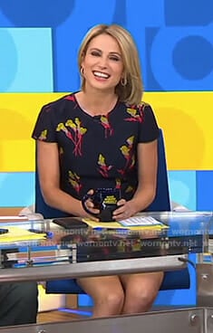 Amy’s black floral jacquard dress on Good Morning America