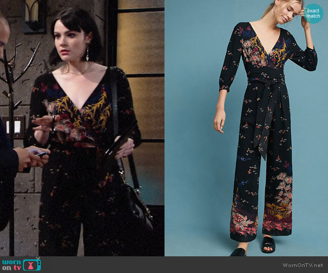 FeatherBone Nara Floral Jumpsuit worn by Tessa Porter (Cait Fairbanks) on The Young and the Restless