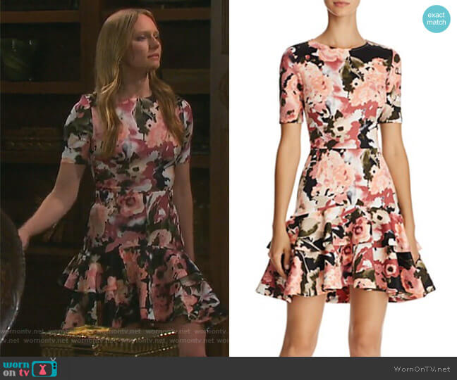 Aqua Floral Tiered-Hem Dress worn by Abigail Deveraux (Kate Mansi) on Days of our Lives