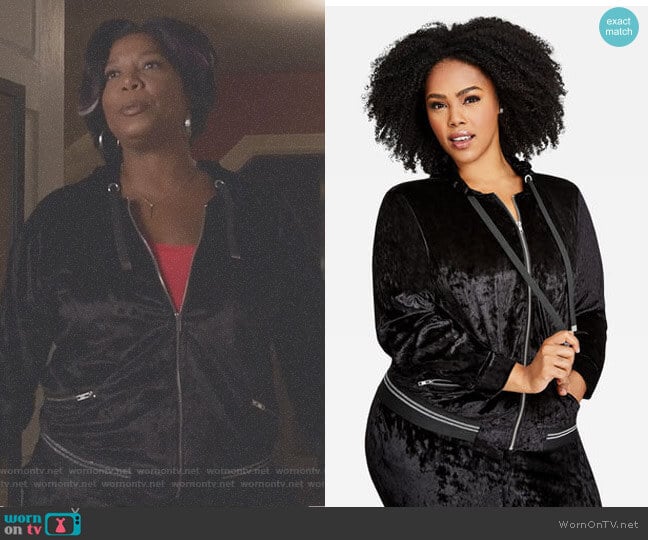 Ashley Stewart Velvet Zip Up Hoodie worn by Carlotta Brown (Queen Latifah) on Star