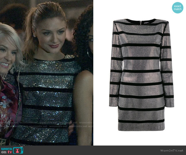 Balmain Striped Metallic Mini Dress worn by Megan Morrison (Christine Evangelista) on The Arrangement