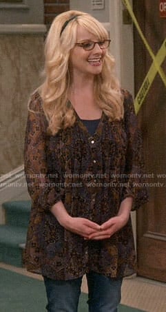 Bernadette’s brown paisley tunic on The Big Bang Theory