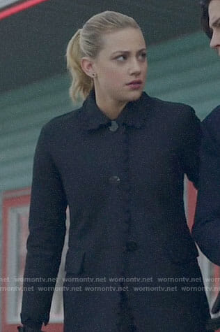 Betty’s black scalloped trim coat on Riverdale