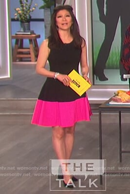 Julie’s black and pink fit and flare dress on The Talk
