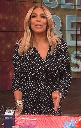 Wendy’s black polka dot jumpsuit on The Wendy Williams Show