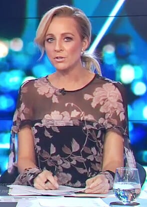Carrie’s sheer floral top on The Project