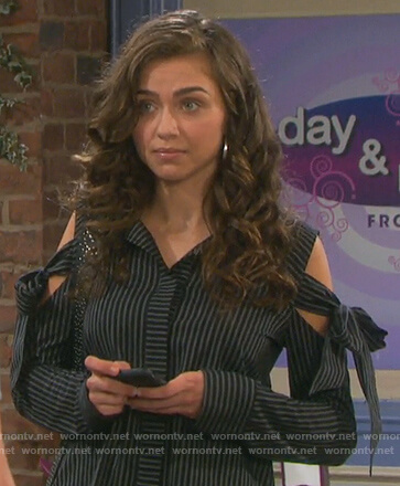 Ciara’s black tie shoulder top on Days of our Lives