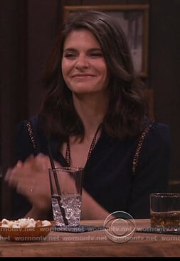Leslie’s blue lace inset blouse on Living Biblically