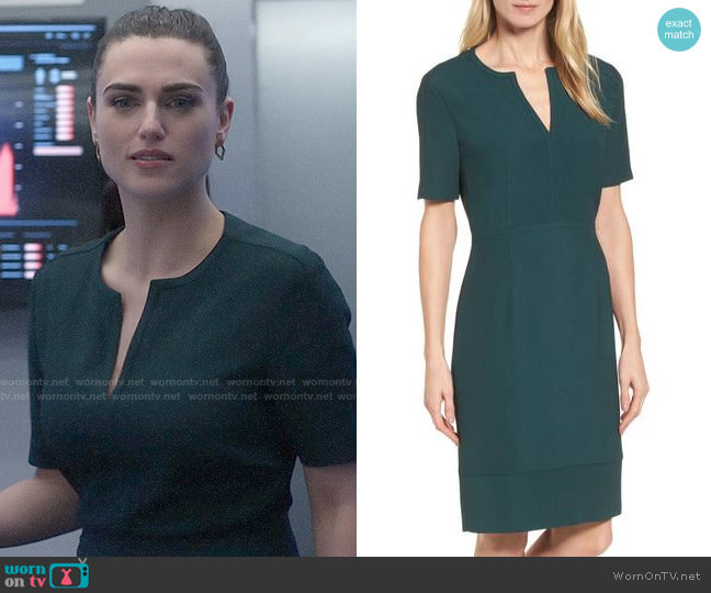 BOSS Dalesana Dress in Peacock Green worn by Lena Luthor (Katie McGrath) on Supergirl
