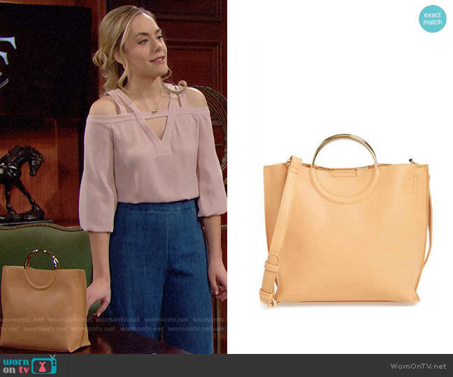 BP Metal Handle Faux Leather Crossbody Bag worn by Hope Logan (Annika Noelle) on The Bold and the Beautiful