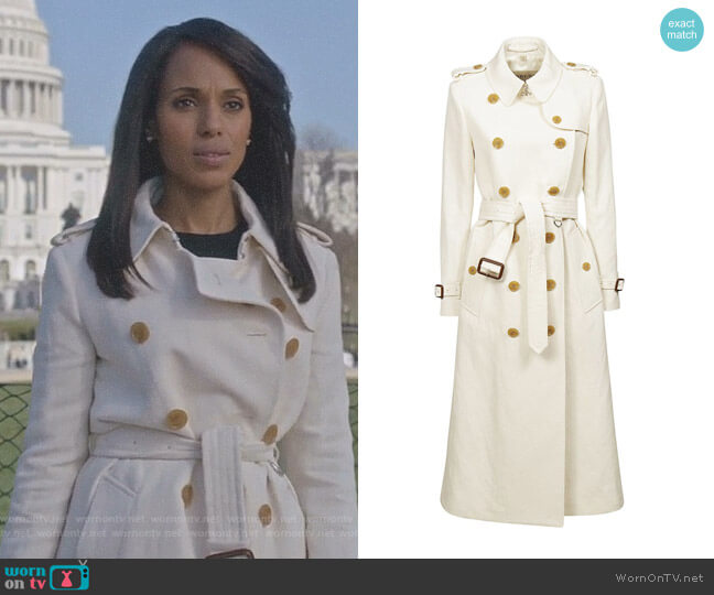 Burberry Cotton Linen Canvas Trench Coat worn by Olivia Pope (Kerry Washington) on Scandal