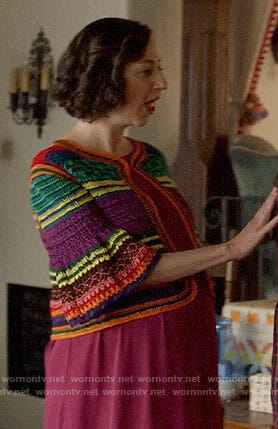 Carol’s striped crochet cardigan on Last Man on Earth