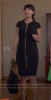 Cece’s black zip front dress on New Girl