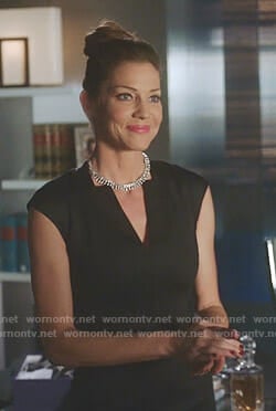 Charlotte’s black v-neck cap sleeve dress on Lucifer