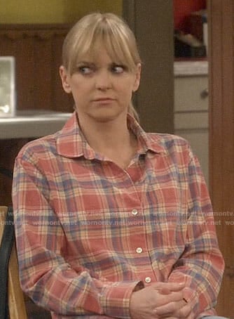 Christy’s coral plaid shirt on Mom