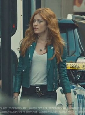Clary’s green moto jacket on Shadowhunters