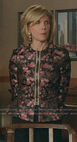 Diane’s floral zip front jacket on The Good Fight