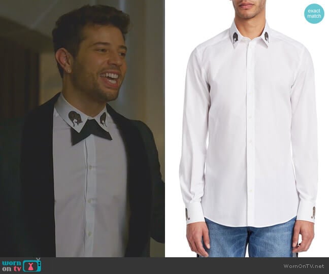 Dolce & Gabbana Embroidered Collar Cotton Button-Down Shirt worn by Sam Flores (Rafael de la Fuente) on Dynasty