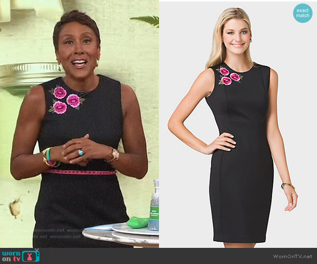 Dressbarn Floral Embroidered Sheath Dress worn by Robin Roberts on Good Morning America