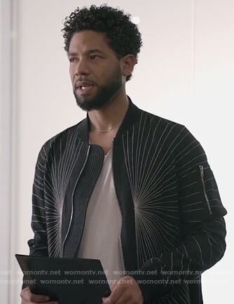 Jamal’s black embroidered detailed jacket on Empire