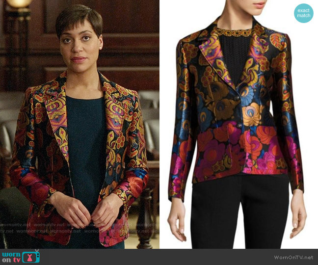 Etro Floral Jacquard Blazer worn by Lucca Quinn (Cush Jumbo) on The Good Fight