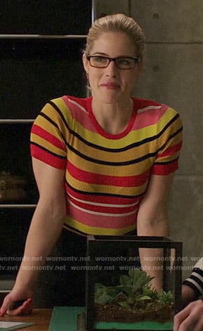 Felicity’s striped short sleeve sweater on Arrow